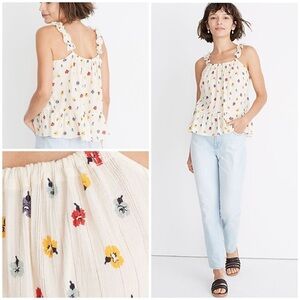 Madewell Ruffle Strap Metallic Striped Confetti Floral Cami Tank Top 00​​​